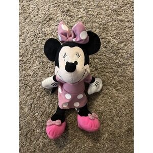Vintage‎ Disney Sega Plush 14" Minnie Mouse Pink w/ Polka Dots